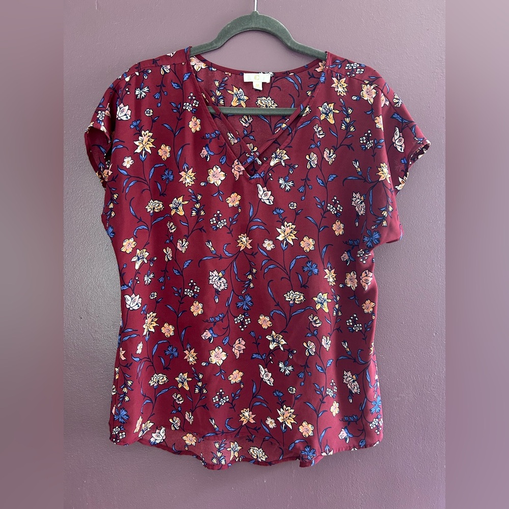 Floral Burgundy Blouse